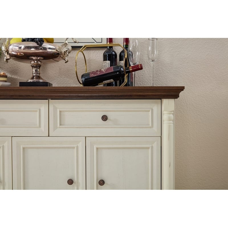 Farmhouse 55" Sideboard Buffet, Kitchen Storage Cabinet with 3 Drawers for Organized Home Living Solutions