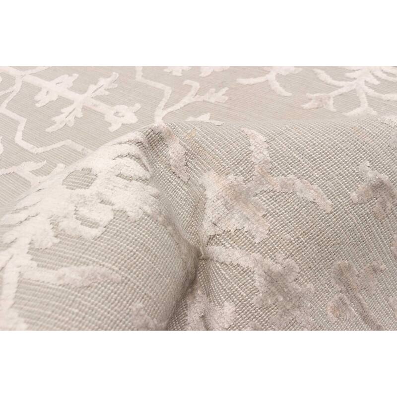 ECARPETGALLERY Hand Loomed Elysian Light Khaki Viscose, Wool Rug - 5'7 x 8'3