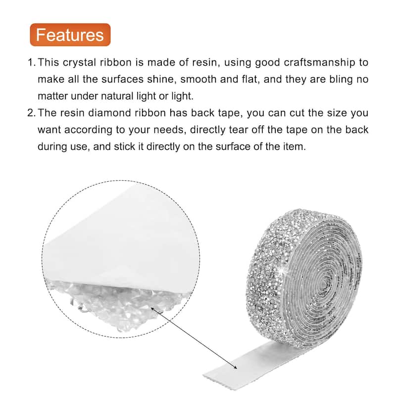 2 Roll 6 Yards Self Adhesive Crystal Rhinestone Diamond Ribbon
