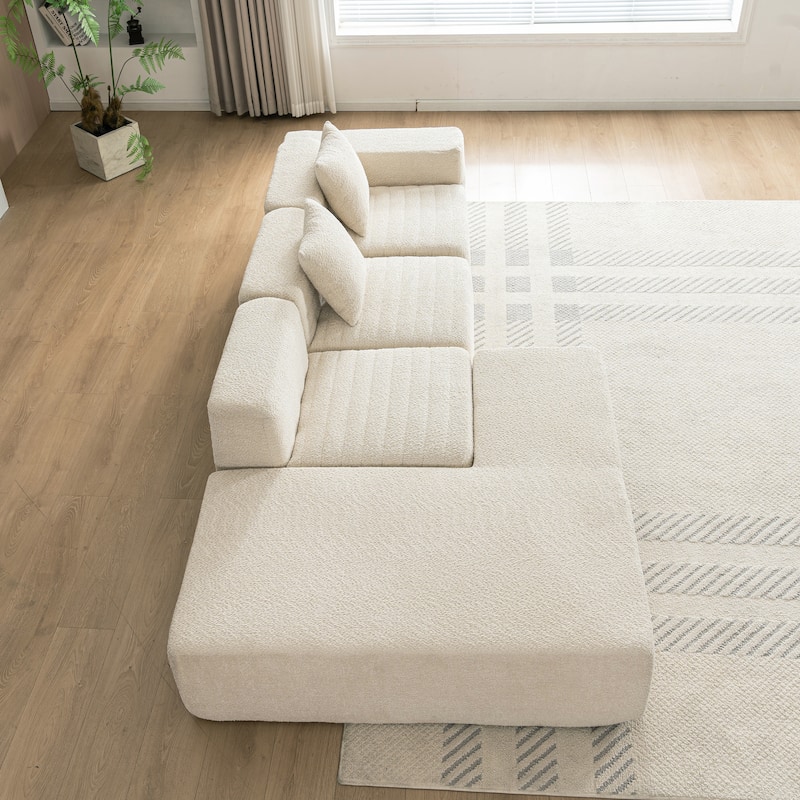 116.5" Polyester 4-Seater Sectional Sofa with Back Pillows