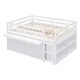 preview thumbnail 102 of 144, Twin/Full Size Low Loft Bed with Retractable Writing Desk and 4 Drawers, Wooden Loft Bedframe w/ Lateral Portable Desk & Shelves