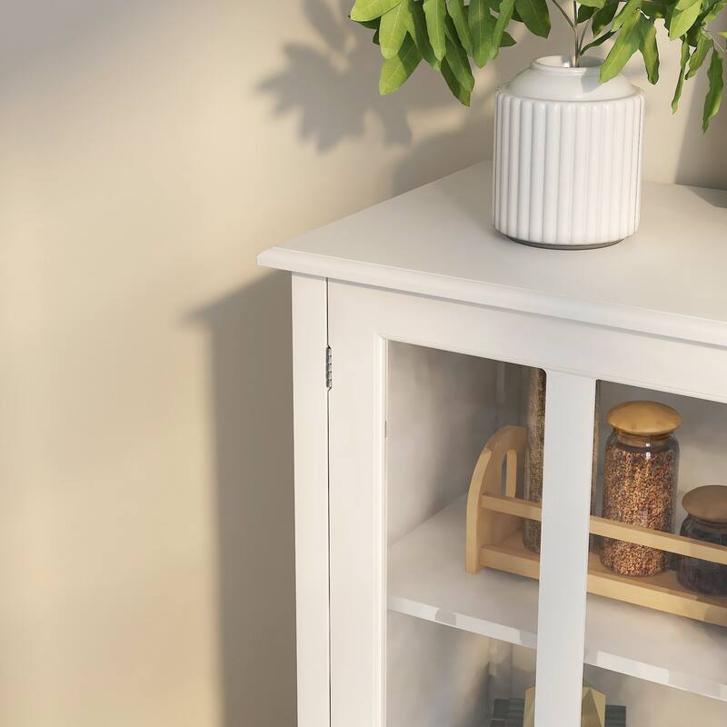 With double glass doors and unique bell handle,Buffet storage cabinet