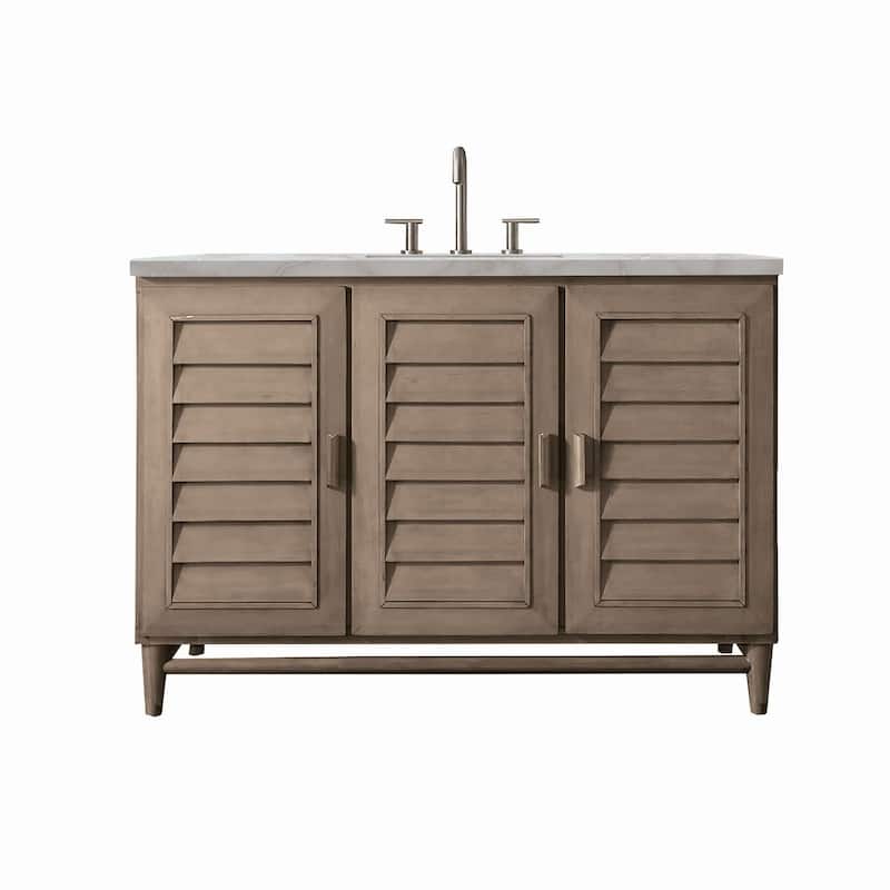 James Martin Vanities 620-V48-3VSL Portland 48" Single Basin Wood - Whitewashed Walnut - Walnut Finish