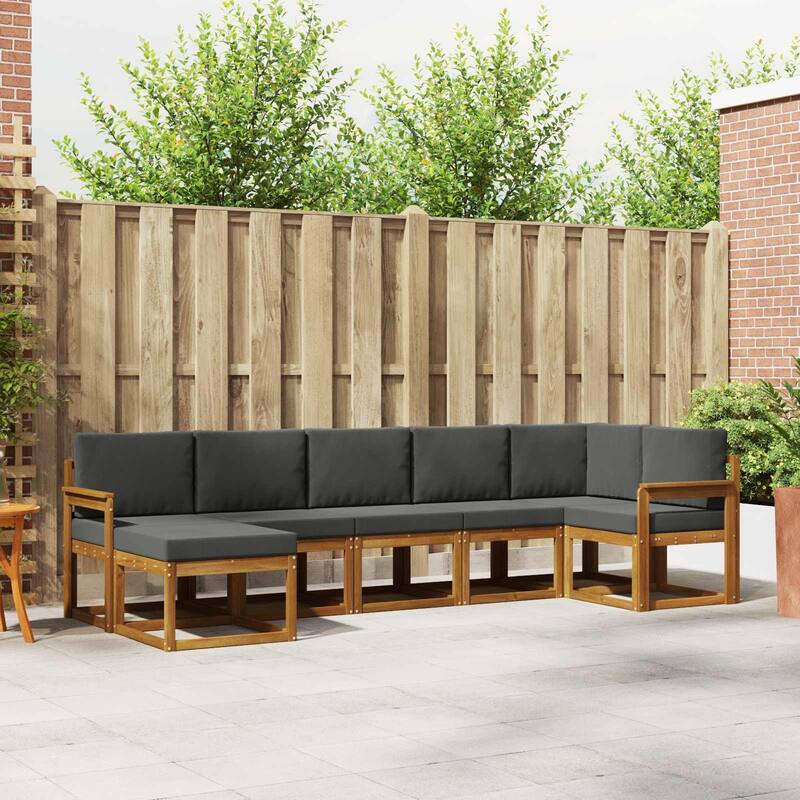 vidaXL Outdoor Sofa Set with Cushion 7 pcs Natural and Anthracite - 120.47 x 50.59 x 28.74 in