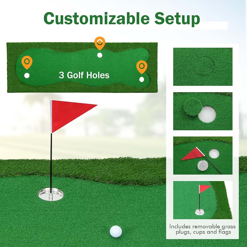10 x3.3/5 FT Golf Putting Professional Golf Training Mat w/ Golf Balls