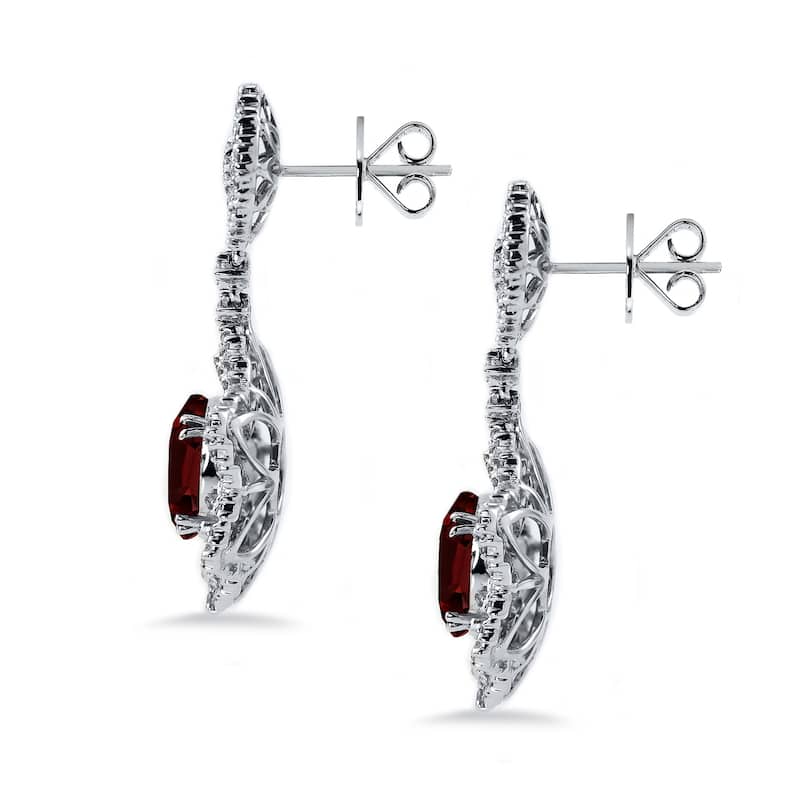 Auriya 5 5/8ct Fancy Oval-cut Garnet Halo Diamond Drop Earrings 1 1/4ctw 18k Gold