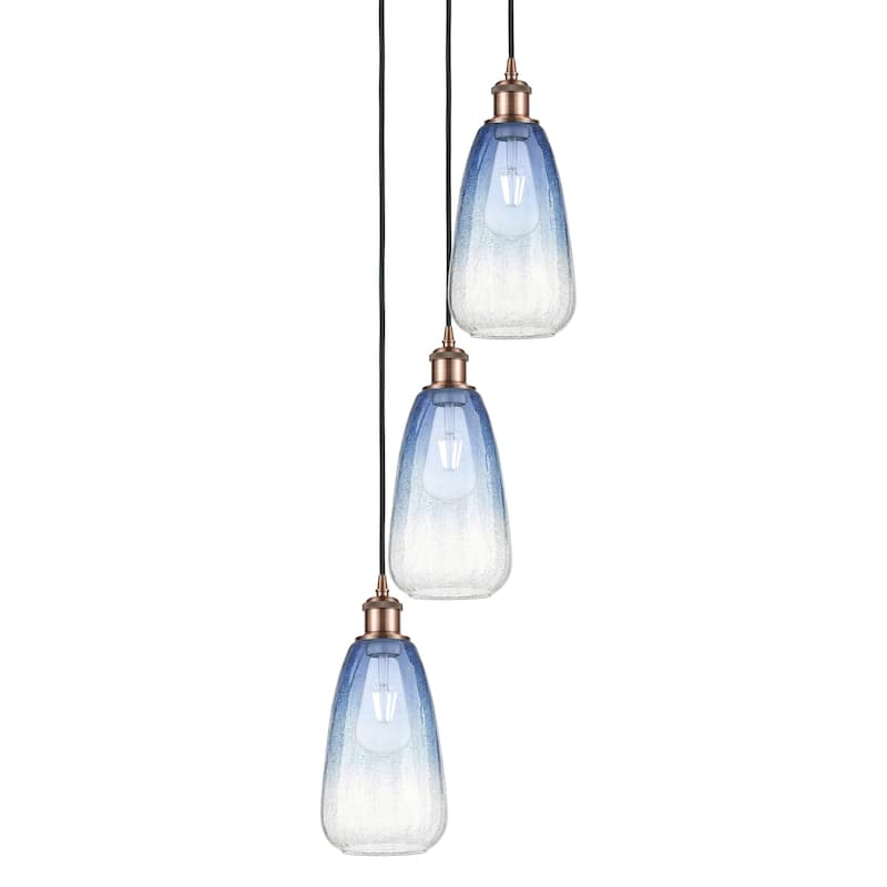 Innovations Lighting 113B-3P-40-13 Brookhaven Almond Pendant - Antique Copper / Sapphire Blue
