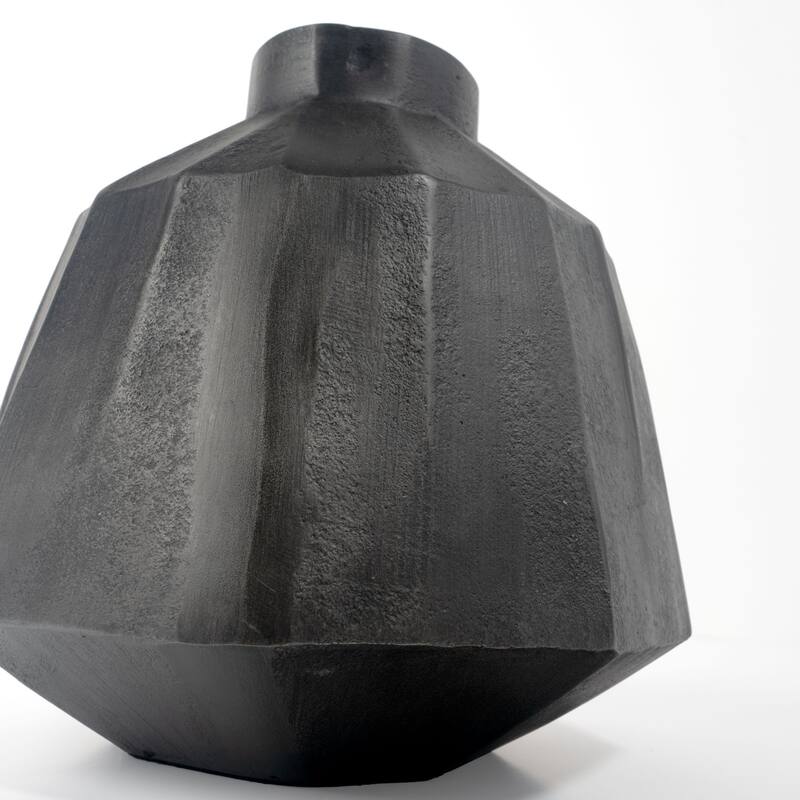 11 Inch Grey Round Aluminum Table Vase for Modern Decor