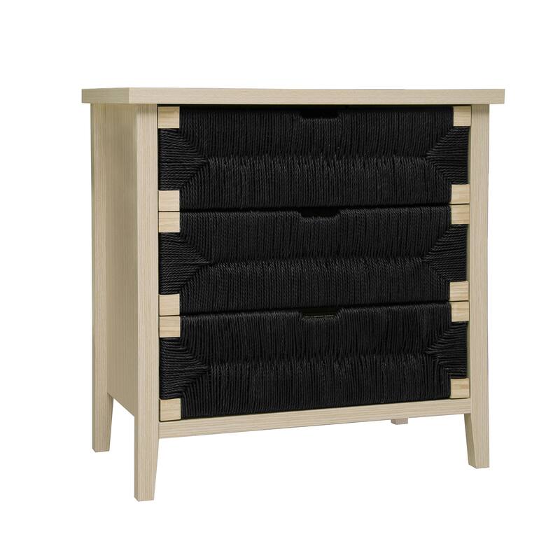 GDFStudio - Modern Woven Rope Drawer Buffet Sideboard with Adjustable Shelves