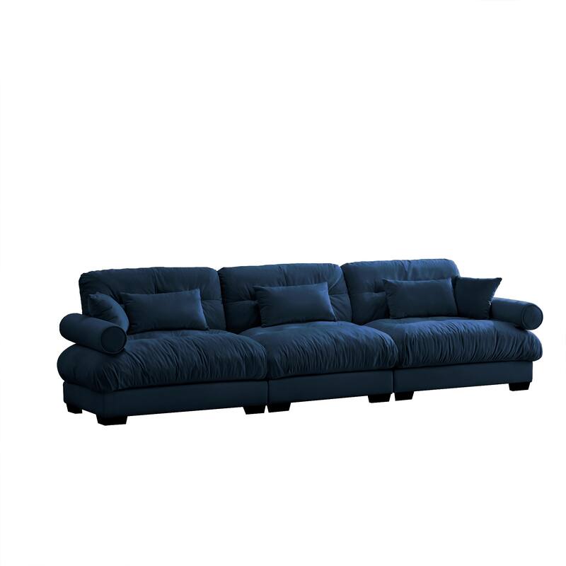 Extra Large 3-Seat Modern Sofa with Waist Pillows & Throw Pillows