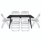 preview thumbnail 21 of 81, Lawrence Modern 7-Piece Dining Set of 6 Acrylic Folding Dining Chairs and Solid Wood Top with Black Metal Legs Rose Pink
