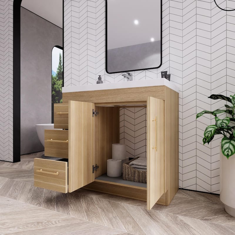 Eliza 36'' Freestanding Vanity(Left Drawers) with Single Sink