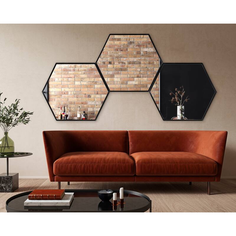 Kate and Laurel McNeer Glam Hexagon Framed Wall Mirror