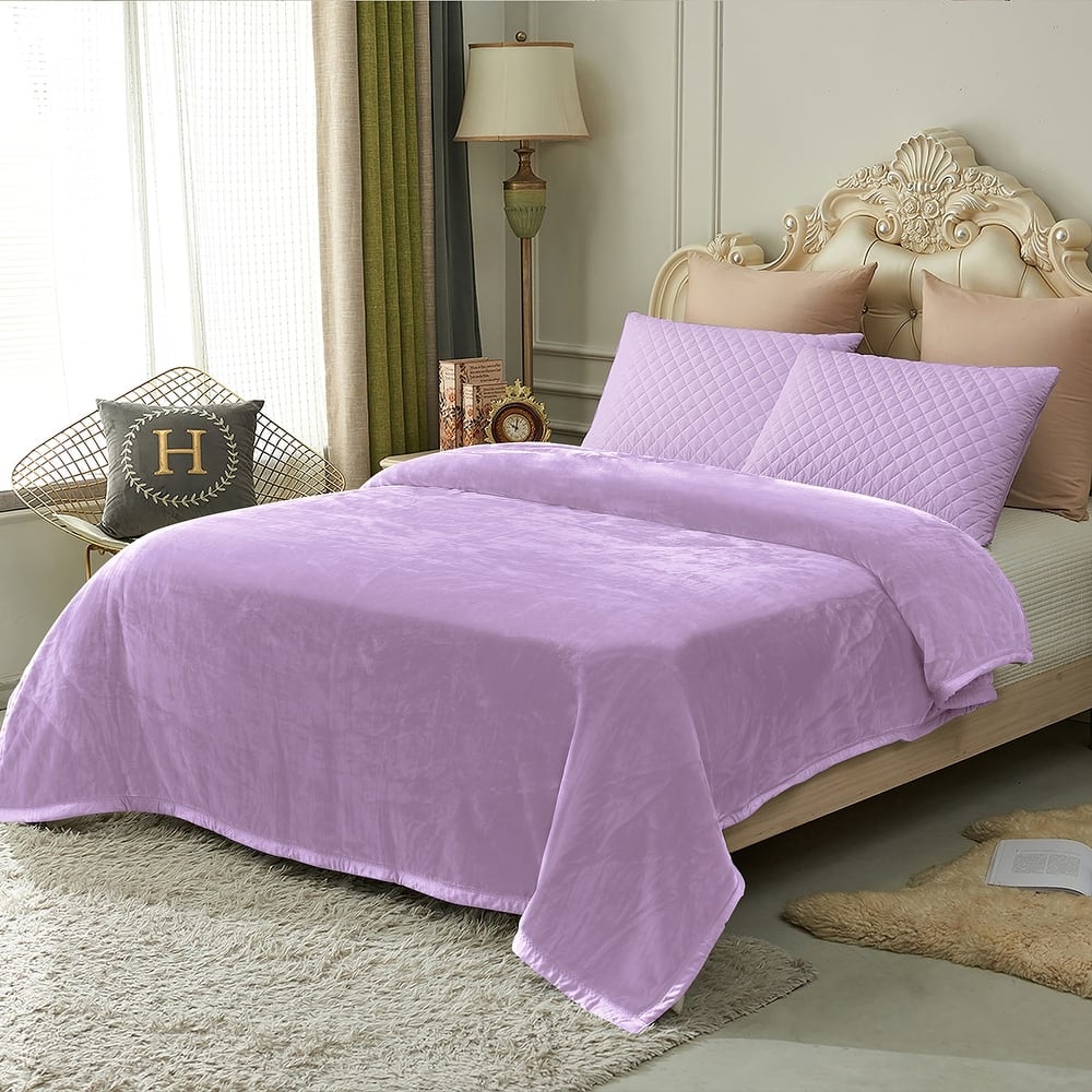 Thicken Reversible Solid Mink Fleece Blanket Fuzzy Cozy Bed Blanket for Couch Camping