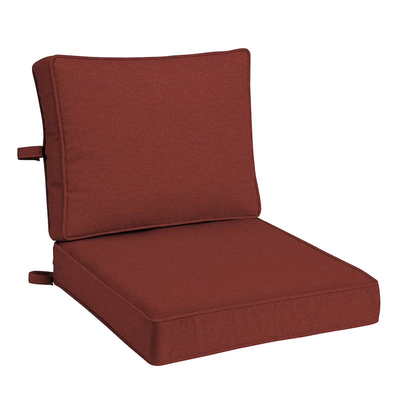 ARDEN Foam Outdoor Double Welted Deep Seat Cushion Set, 24 x 24 - Chili Pepper Red Woven Solid