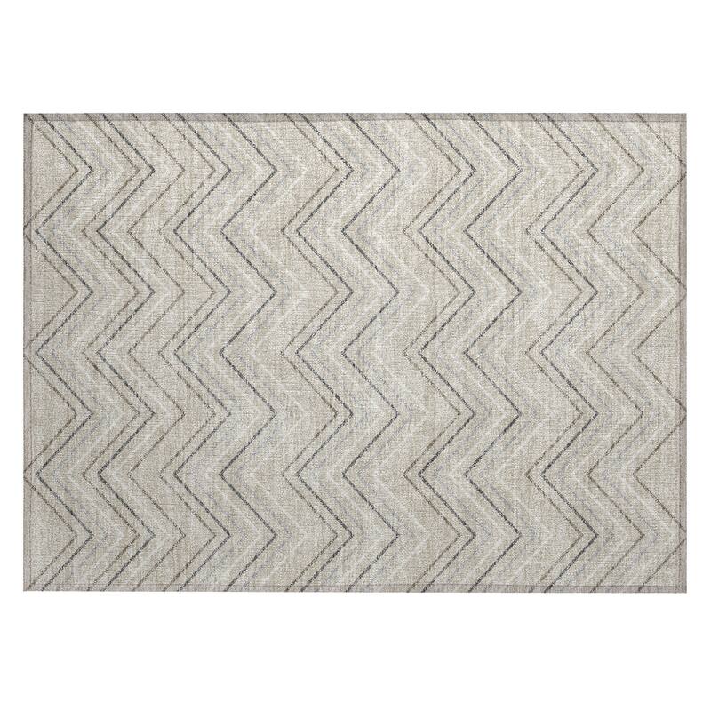 Machine Washable Indoor/ Outdoor Modern Chevron Chantille Rug