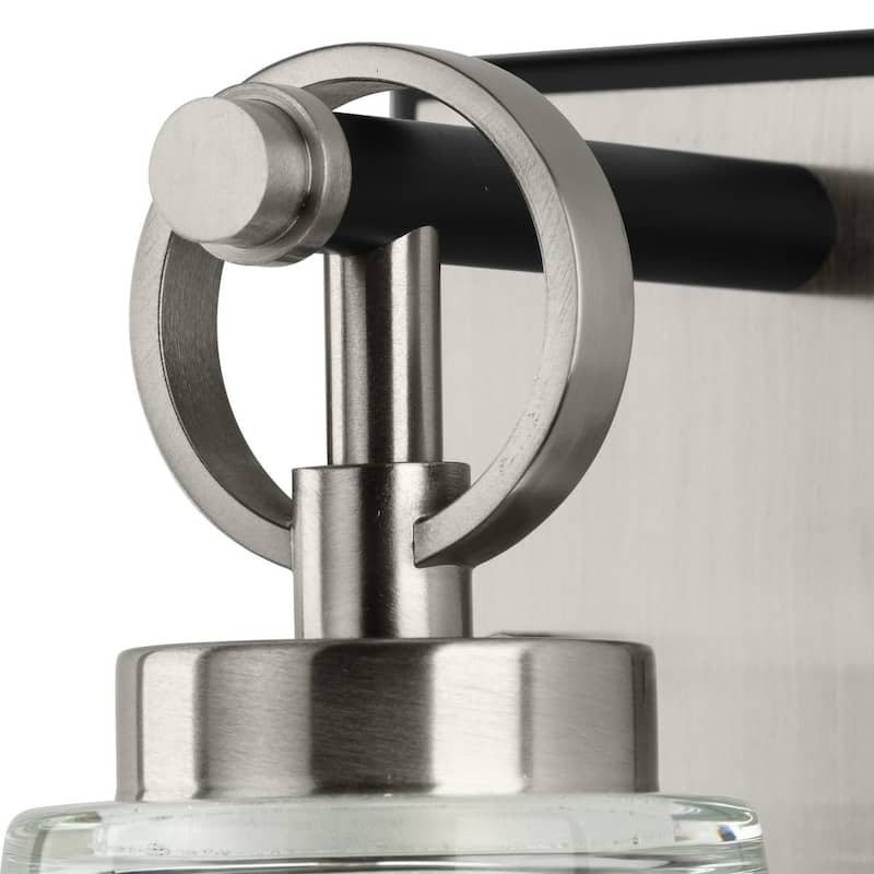 Cassell Collection One-Light Brushed Nickel Matte Black Luxe Industrial Bath & Vanity Light - 4.75 in x 6.62 in x 9.12 in