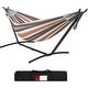 preview thumbnail 81 of 86, Double Cotton Hammock with Space Saving Steel Stand Brown