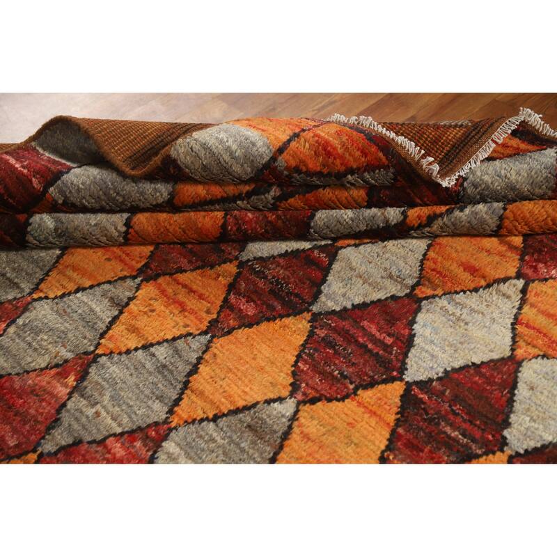 Tribal Trellis Moroccan Oriental Area Rug Handmade Wool Carpet - 6'9" x 9'8"
