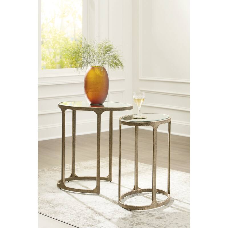 Signature Design by Ashley Irmaleigh Gold/Clear Accent Table (Set of 2) - 22"W x 15.5"D x 24.13"H