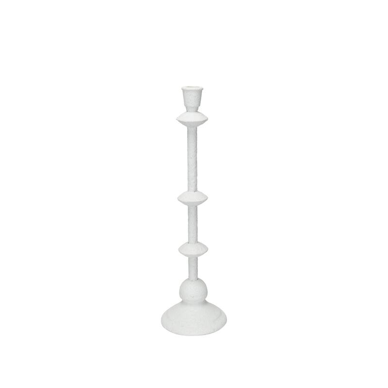 Metal Taper Candle Holder in Sand Finish - 4.8"L x 4.8"W x 16.8"H