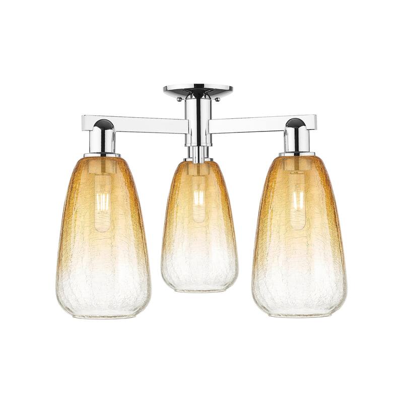 Innovations Lighting 716-3F-15-24 Brookhaven Almond Semi-Flush - Polished Chrome / Amber