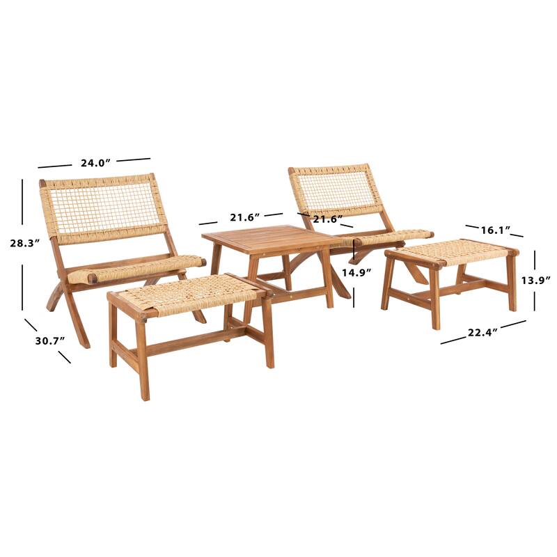 SAFAVIEH Lissy Acacia/ Rope Outdoor Chair & Table Set - 24W x 28D x 31H