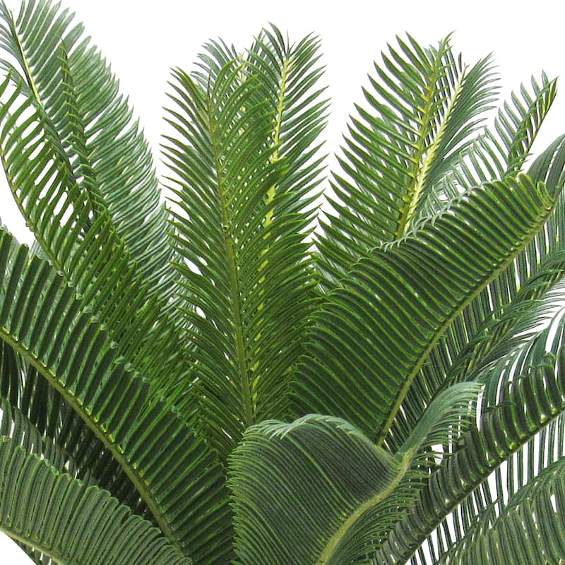 28in Artificial Sago Cycas Palm Tree Tropical Plant in Black Pot - 28" H x 31" W x 31" DP