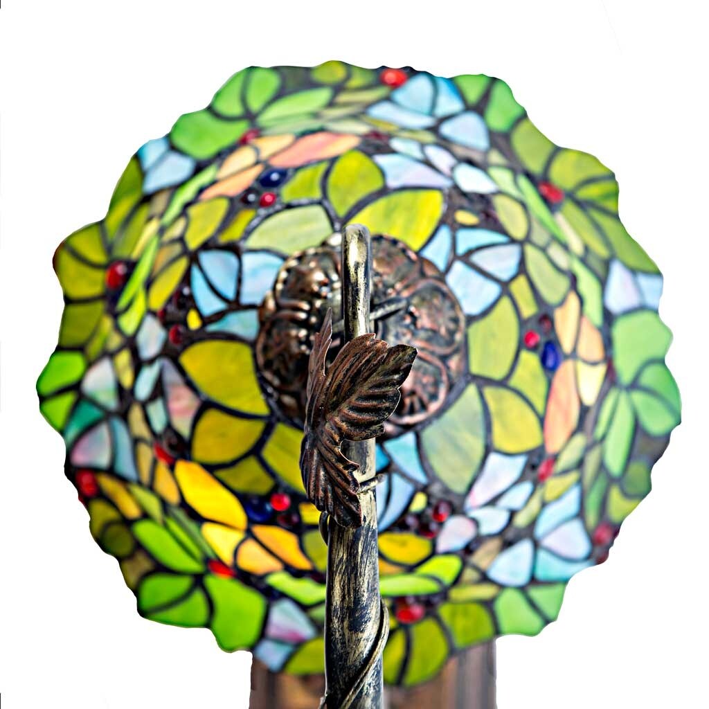 Stained Glass Floral Leaf  23" H Desk Table Lamp with Bowl Shade River of Goods 