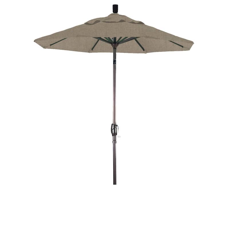 California Umbrella 6' Rd. Aluminum Patio Umbrella, Crank Lift, Push Button Tilt, Sunbrella fabric, Bronze Finish