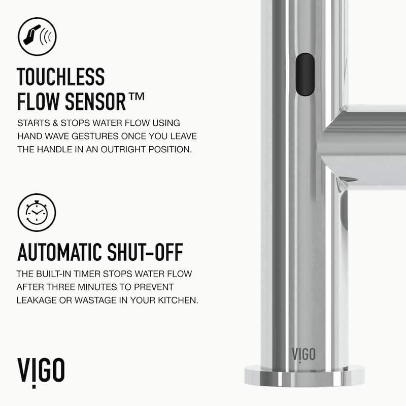 VIGO Greenwich 18" H Single Handle Pull-Down Sprayer Kitchen Faucet with Touchless Sensor