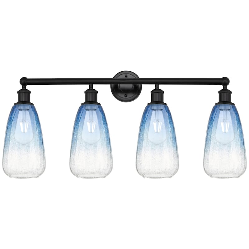 Innovations Lighting 616-4W-16-33 Brookhaven Almond Vanity Brookhaven - Matte Black / Sapphire Blue