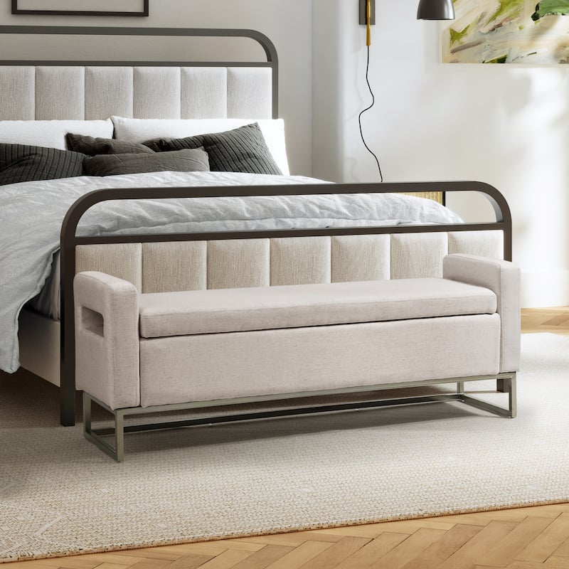 Diana Modern Upholstered Filp-Top Storage Bench with Sturdy Metal Legs