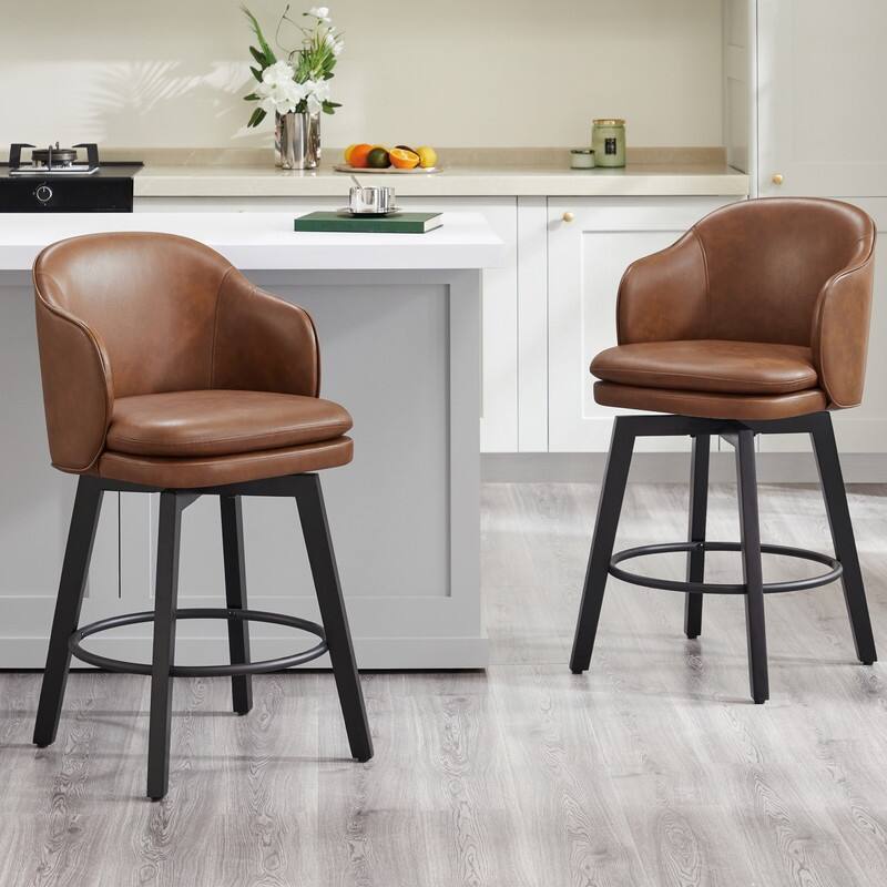 Spruce & Spring Kaylee Modern Swivel Counter Height Bar Stools with Arm
