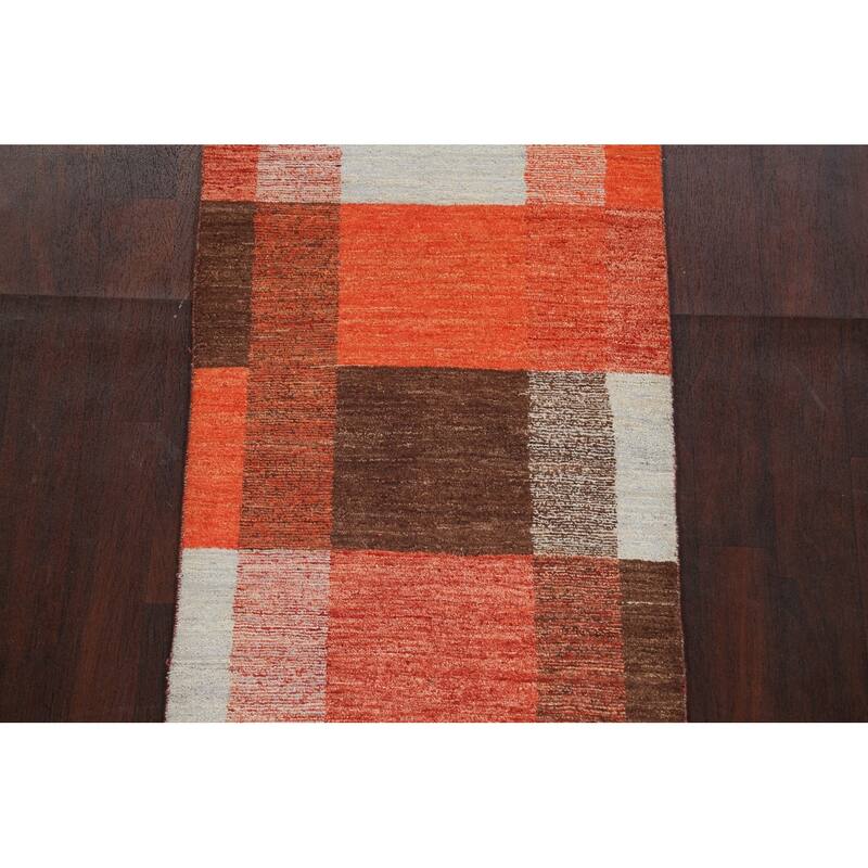 Modern Gabbeh Kashkoli Runner Rug Wool Hand-knotted Oriental Carpet - 2'8" x 8'8"