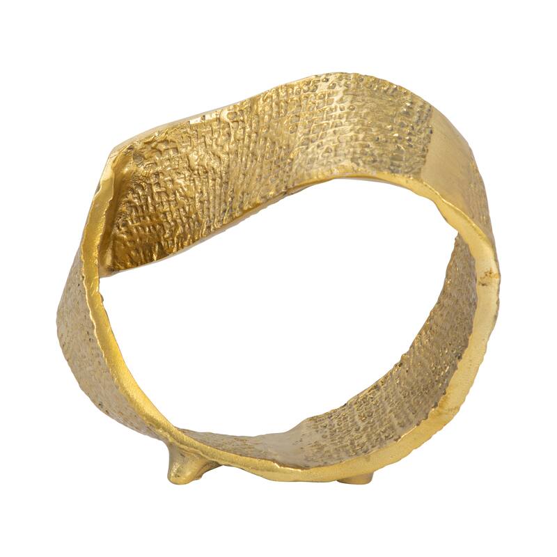 Sagebrook Home Metal Twisted Hammered Ring, Gold, Oval, Textured, Serenity Novelty Figurines