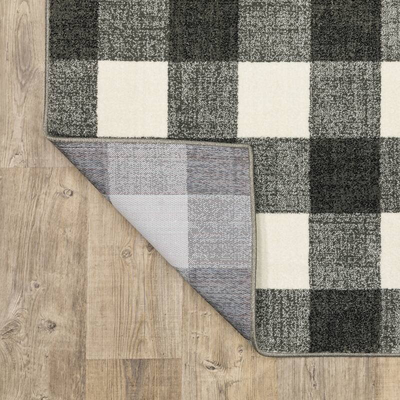 Arwen Distressed Gingham Plaid Area Rug