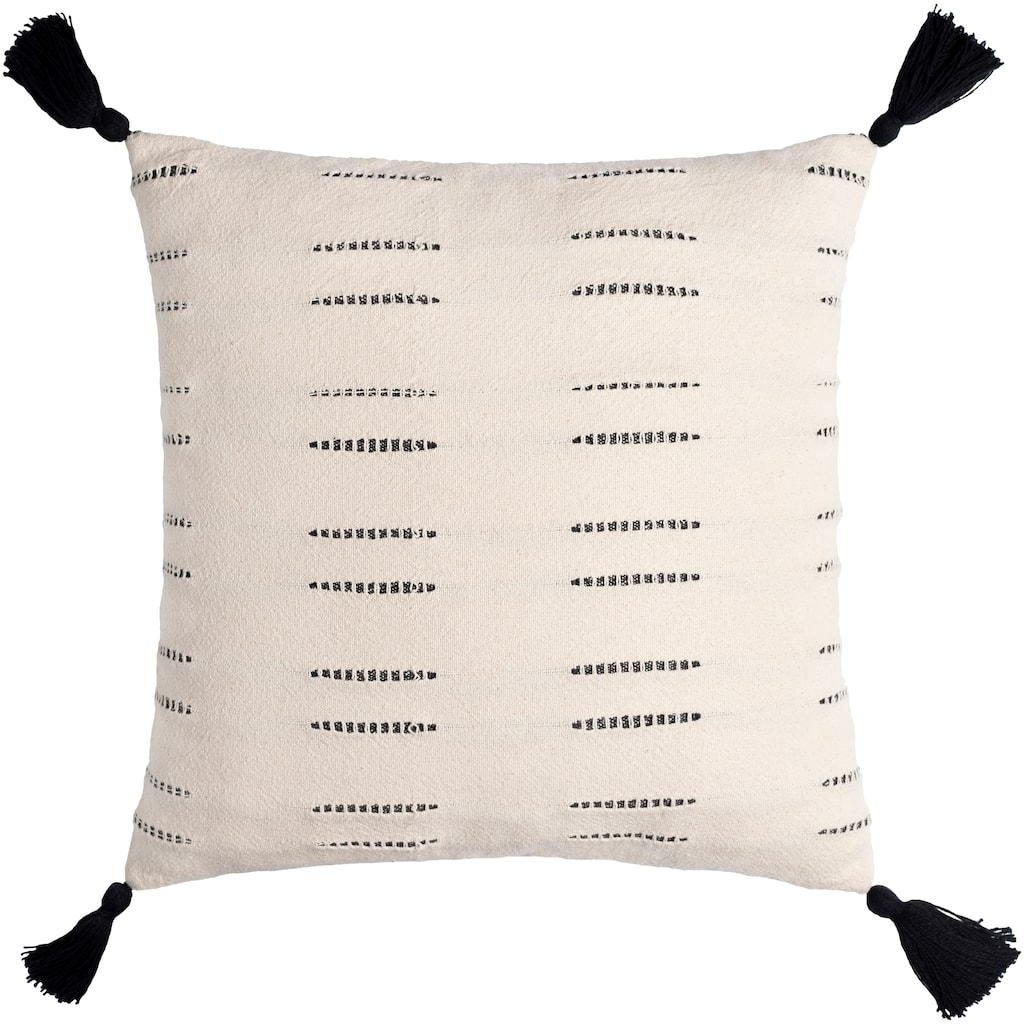 Estelle Cream Bohemian Throw Pillow with Tassels