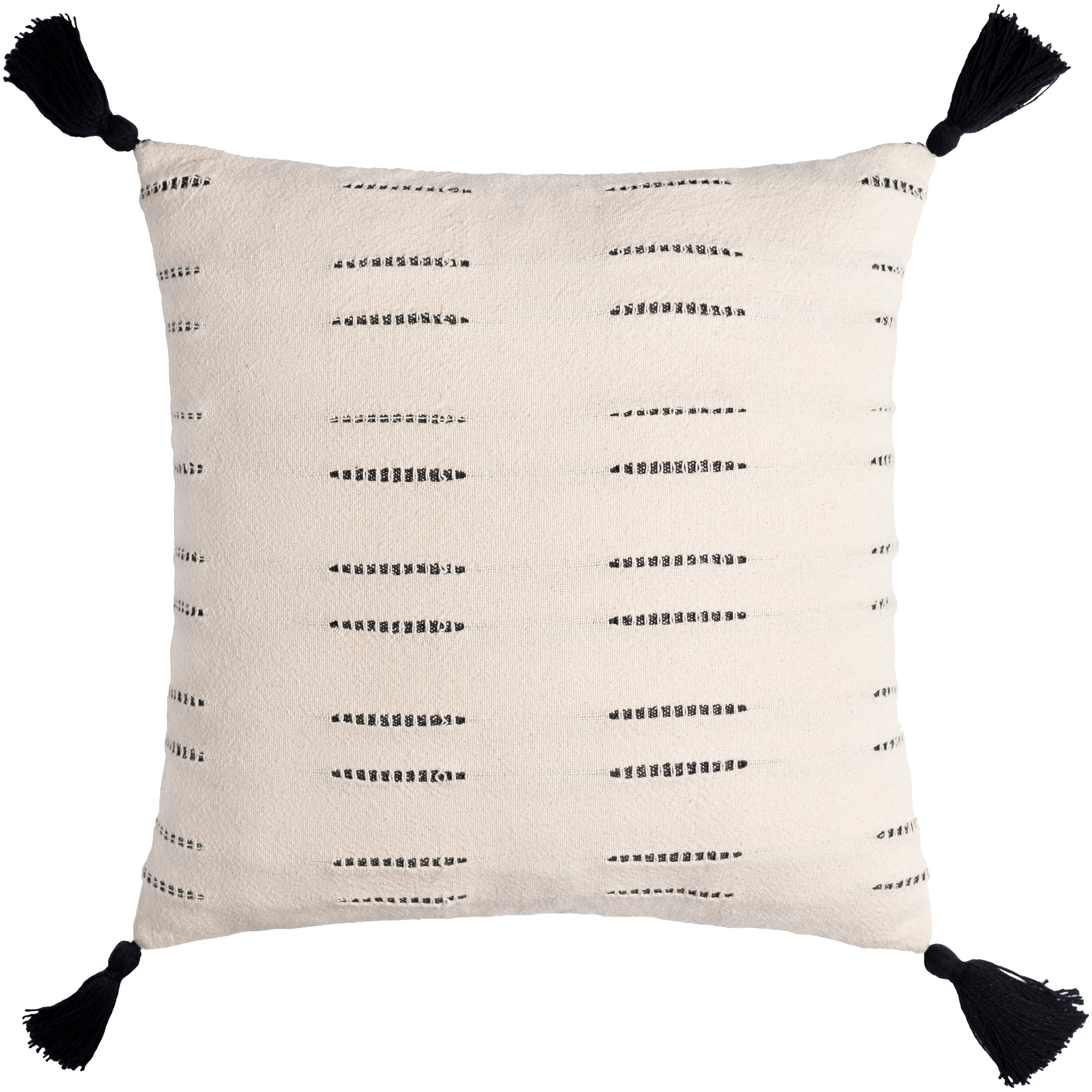 Estelle Cream Bohemian Throw Pillow with Tassels