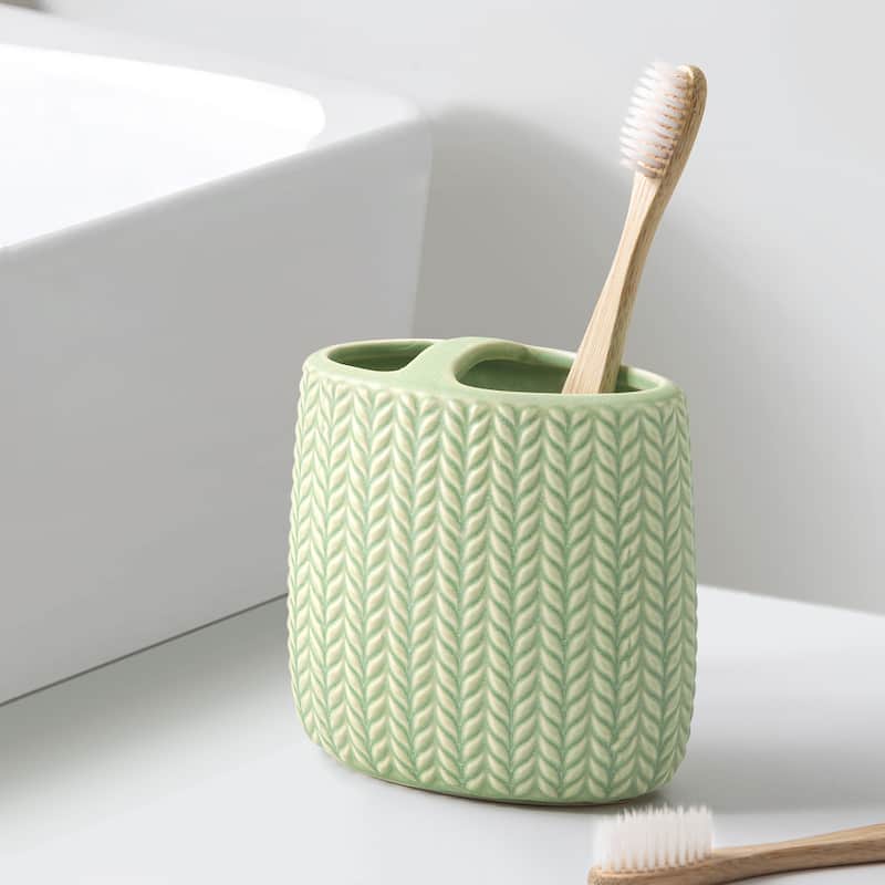 Dashi Ceramic Toothbrush Holder - Green - Toothbrush Holder