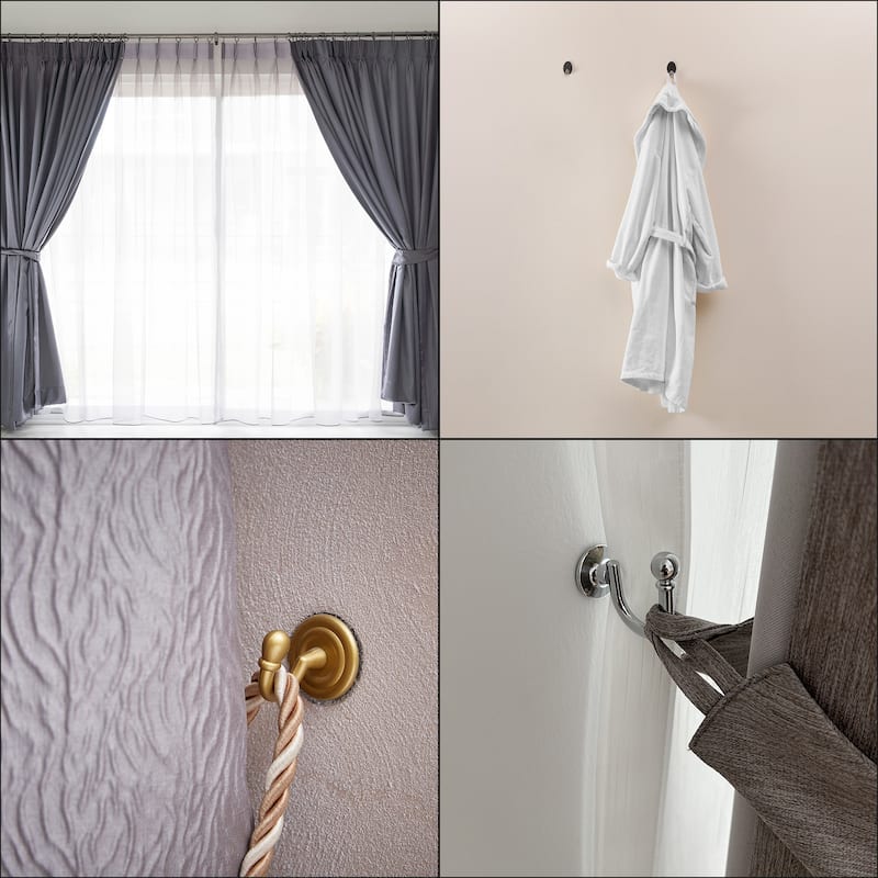 4Pcs Curtain Holdback Wall Mounted Curtain Tiebacks Screw Hooks