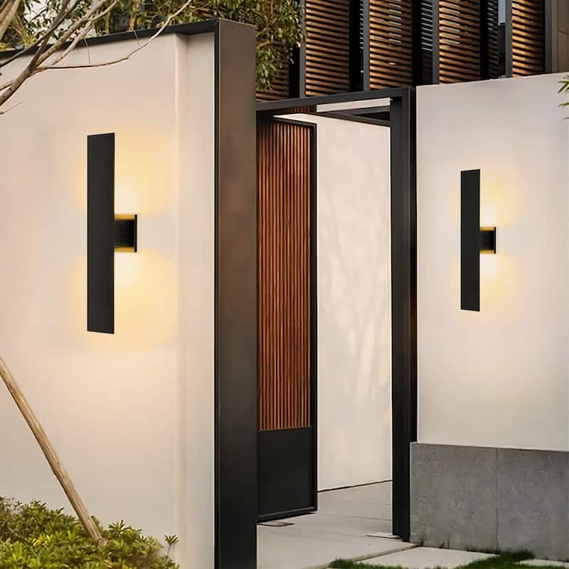 23.6 in. Modern Black Outdoor Wall Lights Dimmable Linear Integrated LED Wall Sconce - 4.7 in. W x 23.6 in. H x 2.3 in. D