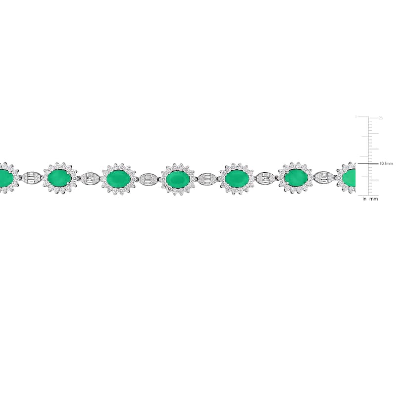 Miadora 5 1/3ct TGW Emerald and 3 1/8ct TDW Diamond Halo Necklace in 14k White Gold - 17 in