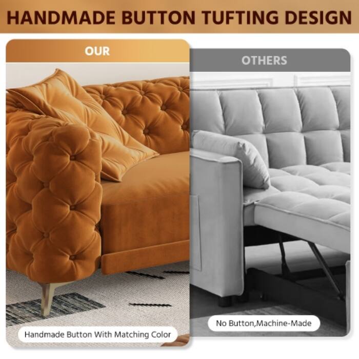 97.7" 3-in-1 Convertible Sleeper Sofa, Pull Out Sofa Bed with Ottoman, 4-Seater for Small Spaces & Apartments