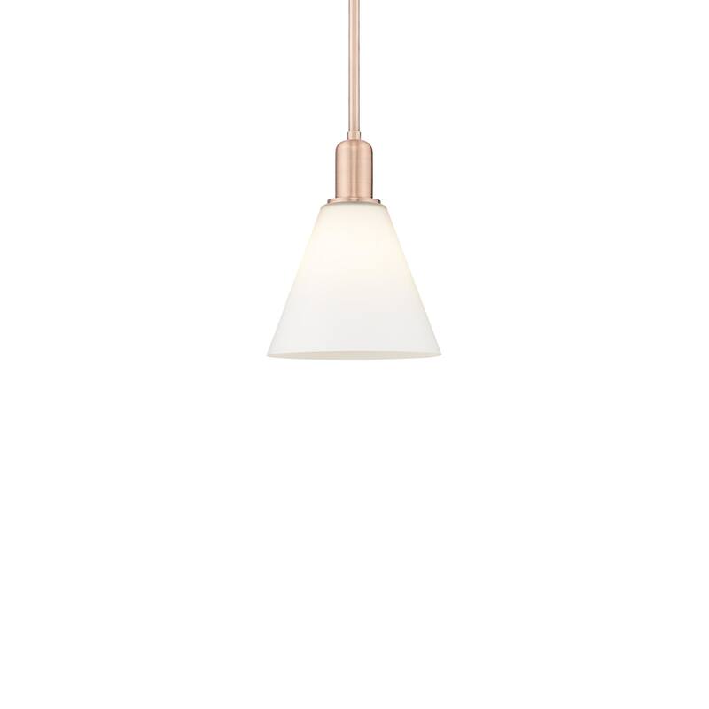 Innovations Lighting 716-1S-11-8 Berkshire Glass Pendant Berkshire - Antique Copper / Matte White
