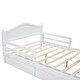 preview thumbnail 22 of 46, Twin/Full Size Wood Platform Bed with Half Guardrails on Both Sides, Modern Design Kids Storage Bed Frame with 2 Drawers