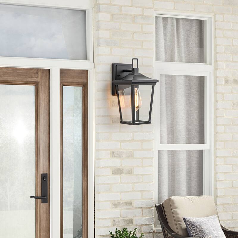 1-Light Modern Outdoor Wall Lantern with Glass Shade