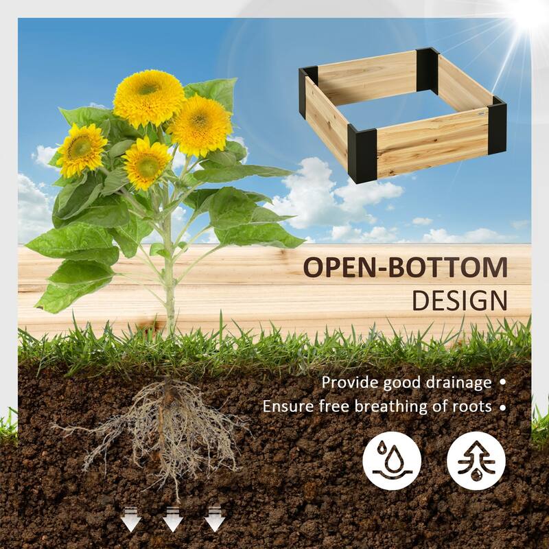 Outsunny 31.5" x 31.5" Raised Garden Bed with Metal Corner Bracket, No Installation Tools Required Planter Box for Growing