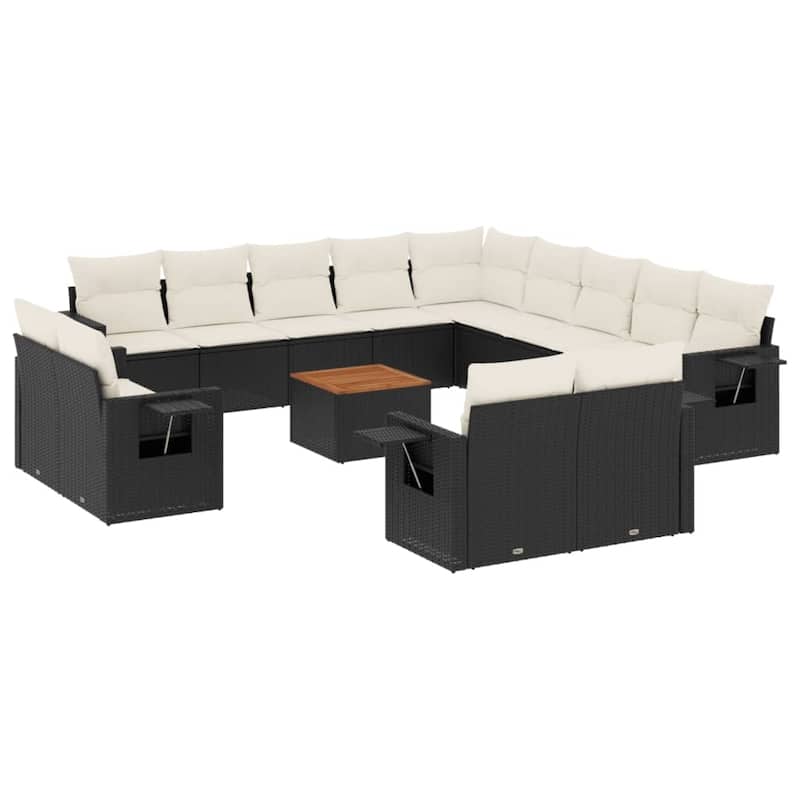 vidaXL Garden Sofa Set Black, Cream White - 24.4 x 25.8 x 27.2