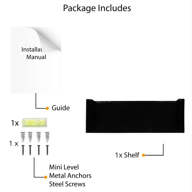 Wallniture Bali U Shape Floating Shelf, 17'' Metal Bookshelf, Wall Mount Shelving, White/Black options